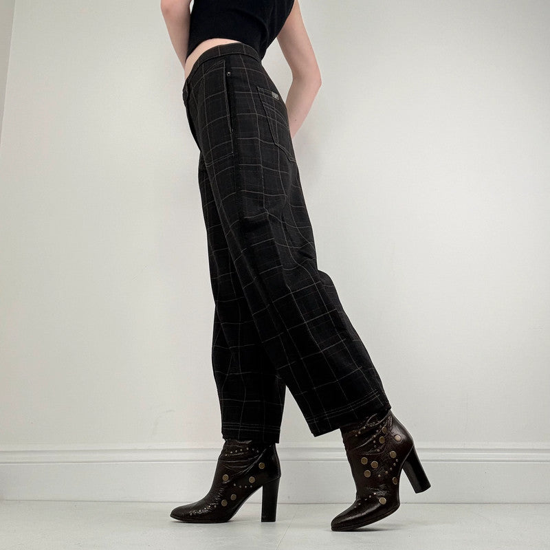 Cop Copine tartan asymmetric barrel trousers