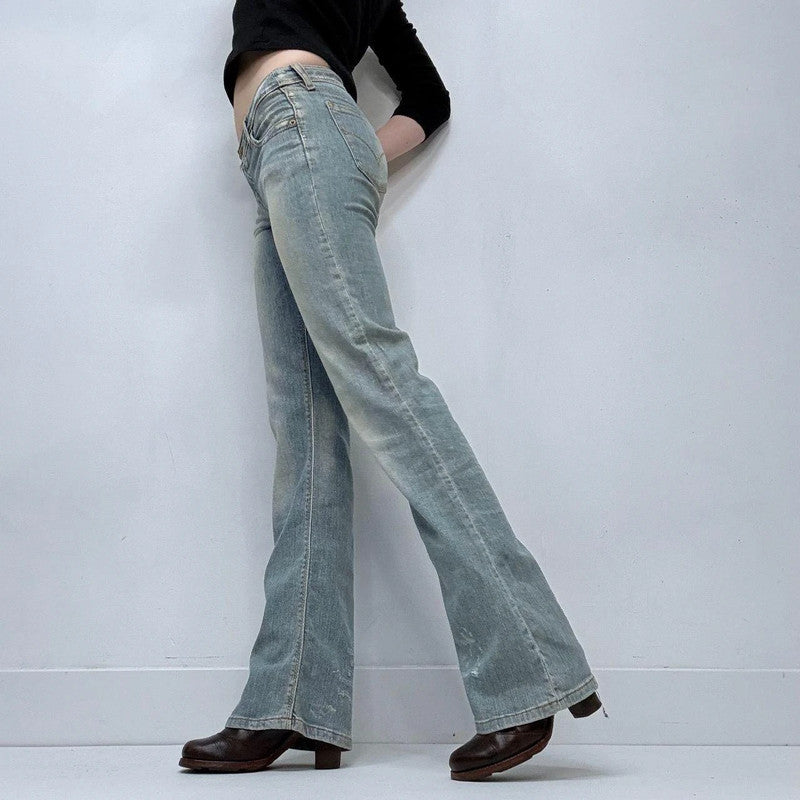 distressed flared levi's jeans