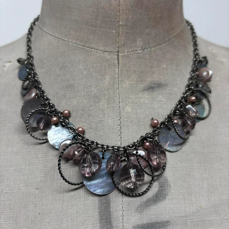metal boho pearl necklace