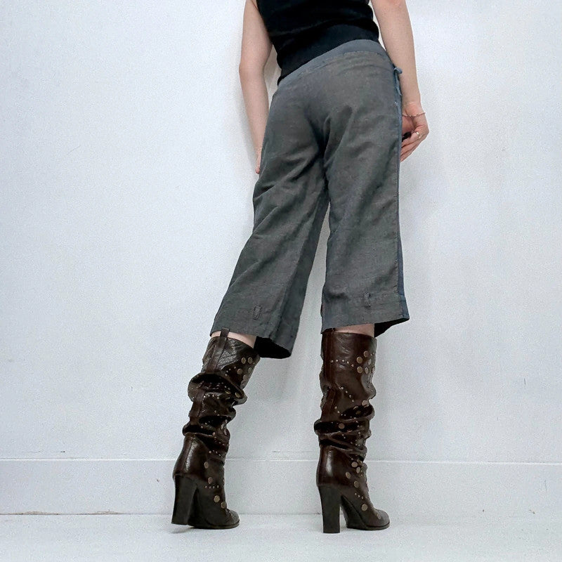 cop copine flared wide leg capri pants