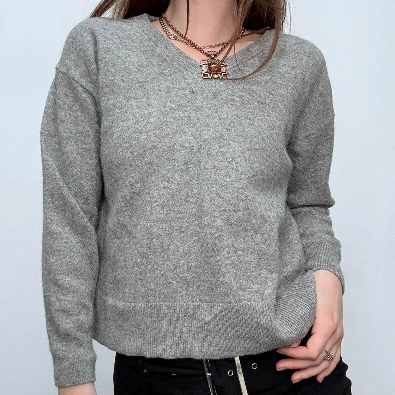 grey slouchy wool knitted jumper