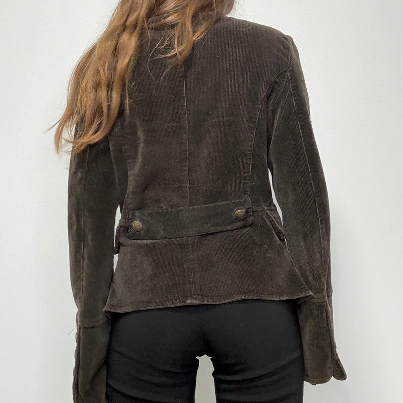 brown cord double breasted napolionic militray jacket