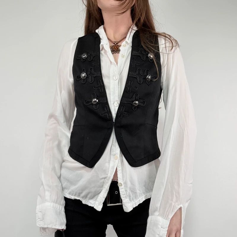 black military cropped napolionic waistcoat