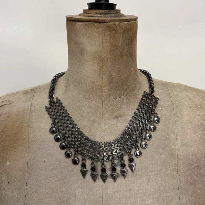 chunky oversized dark silver necklace