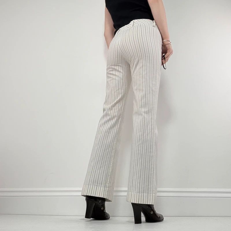 white pinstripe stright leg trousers