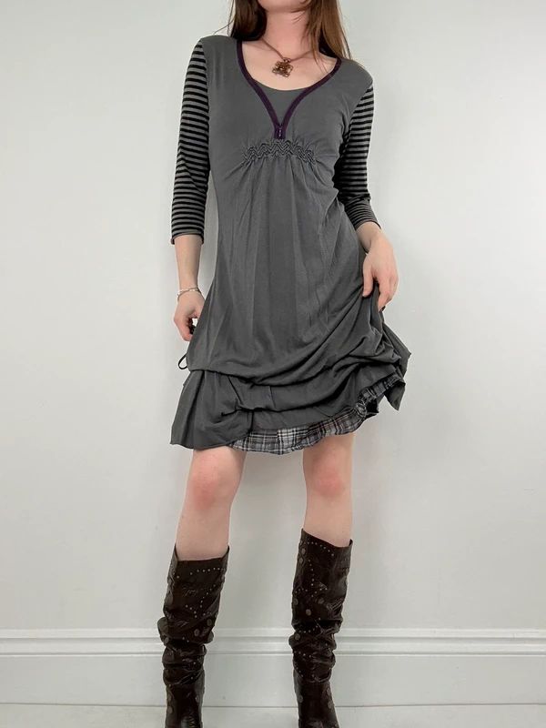 Cop Copine pinstripe gathered midi dress