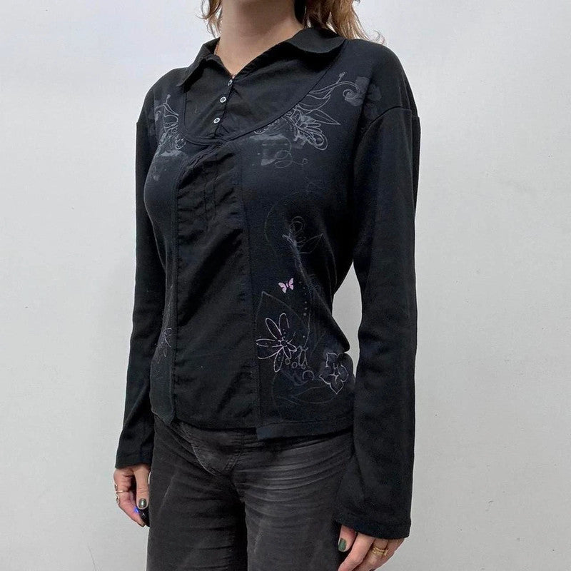 black graphic printed T-shirt shirt