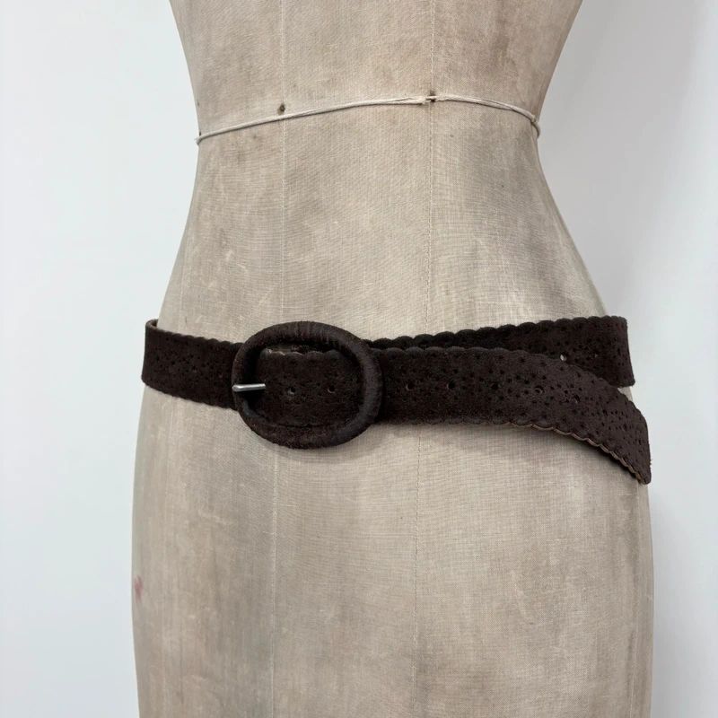 dark brown suede leather belt