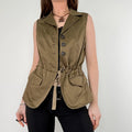 Khaki utility flared military waistcoat