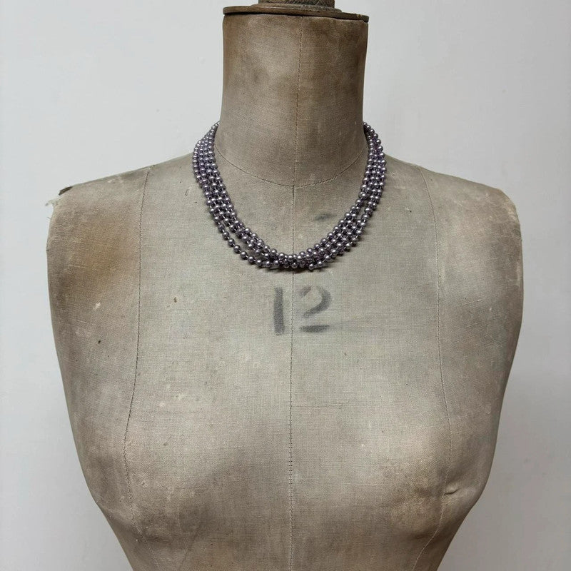 layered pearl metallic necklace