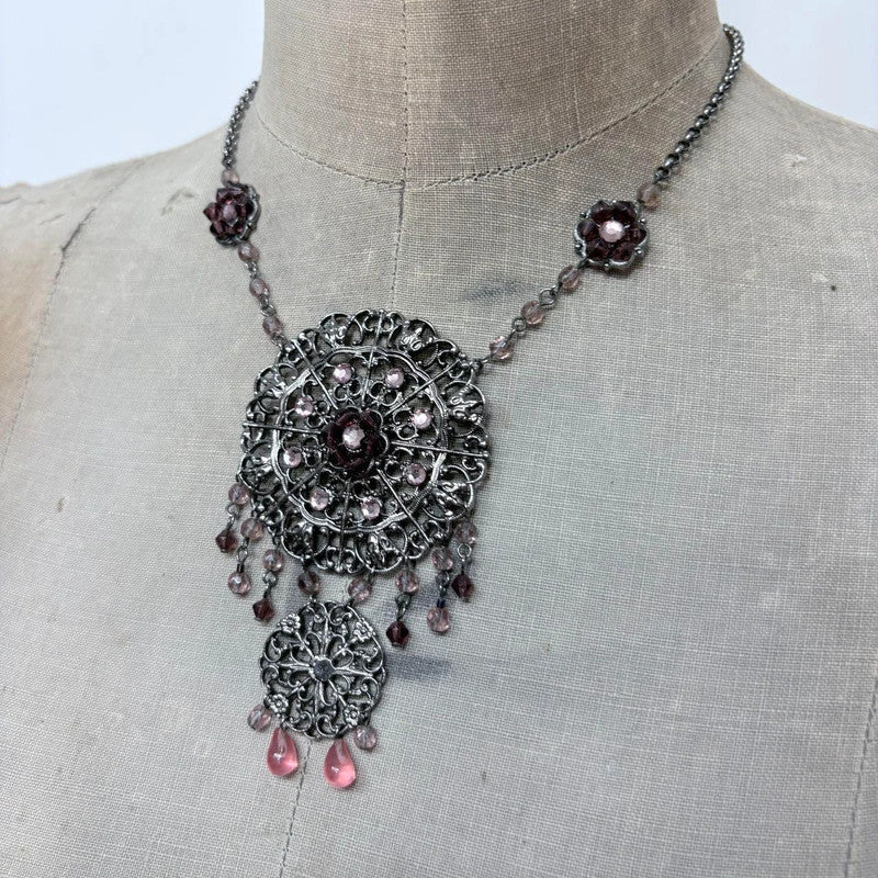 boho draped fairy silver necklace