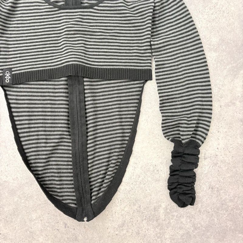 cropped pinstripe gathered engineered jumper
