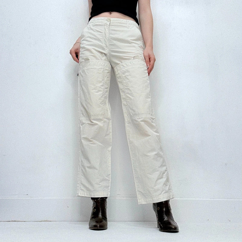 white straight leg utility trousers