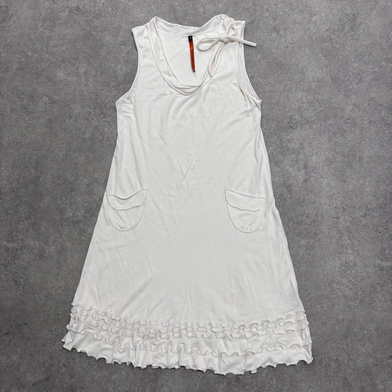 white cop copine ruffle midi dress