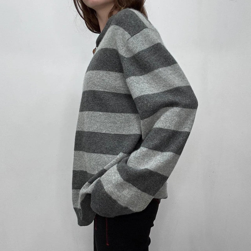 grey cashmere striped jumper