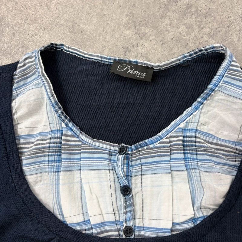 navy layered shirt jumper