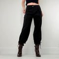 black pleated tech trousers