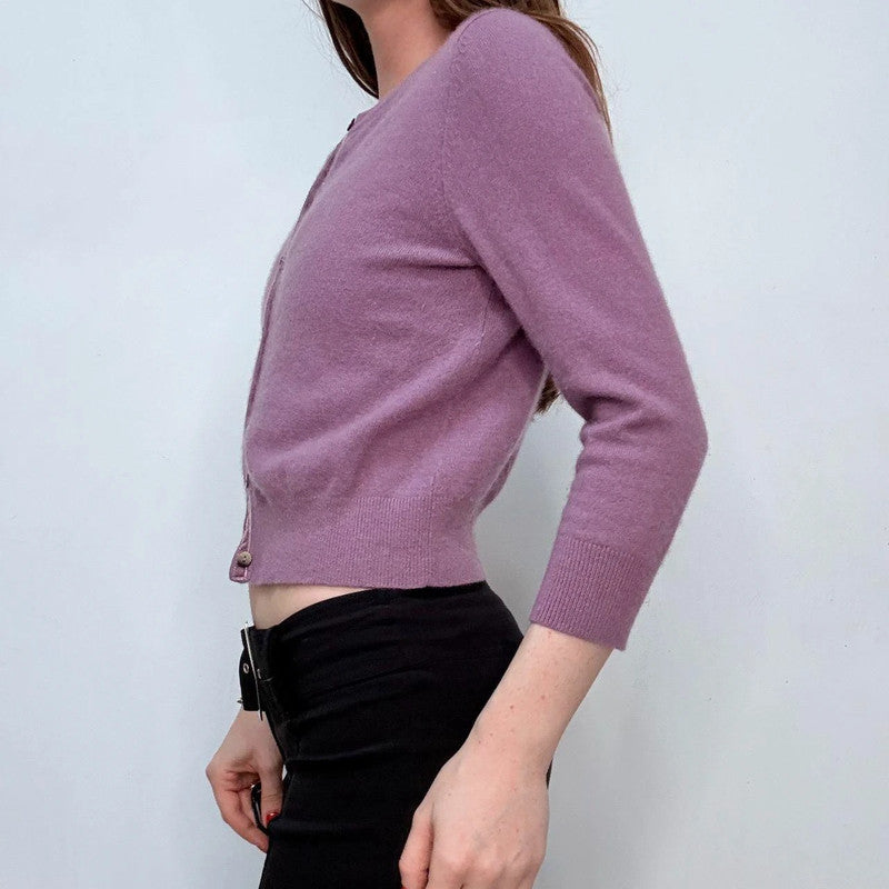 cashmere cropped lilac cardigan