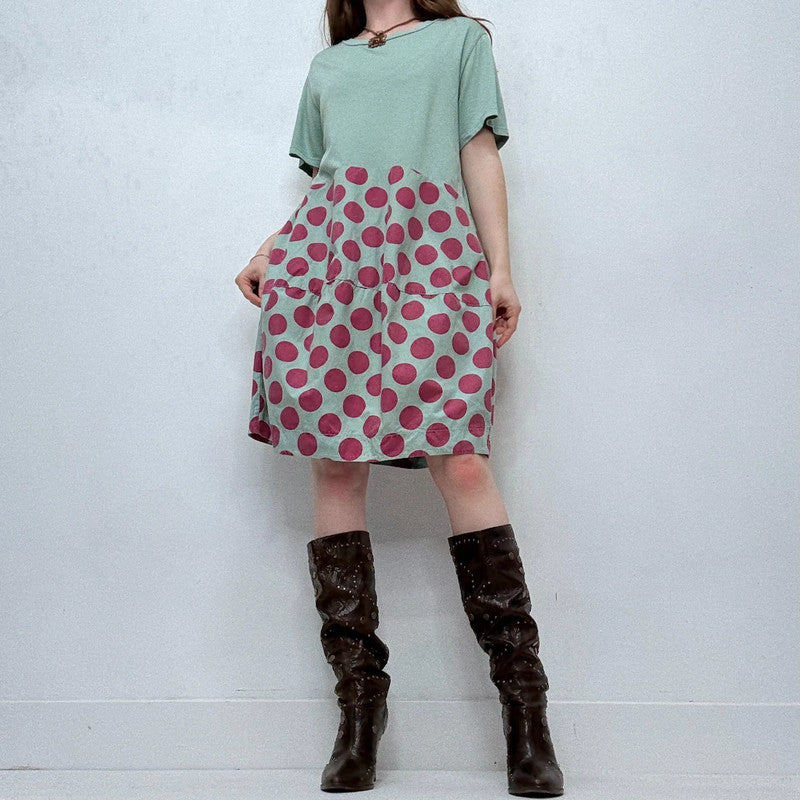 structured polka dot puff dress