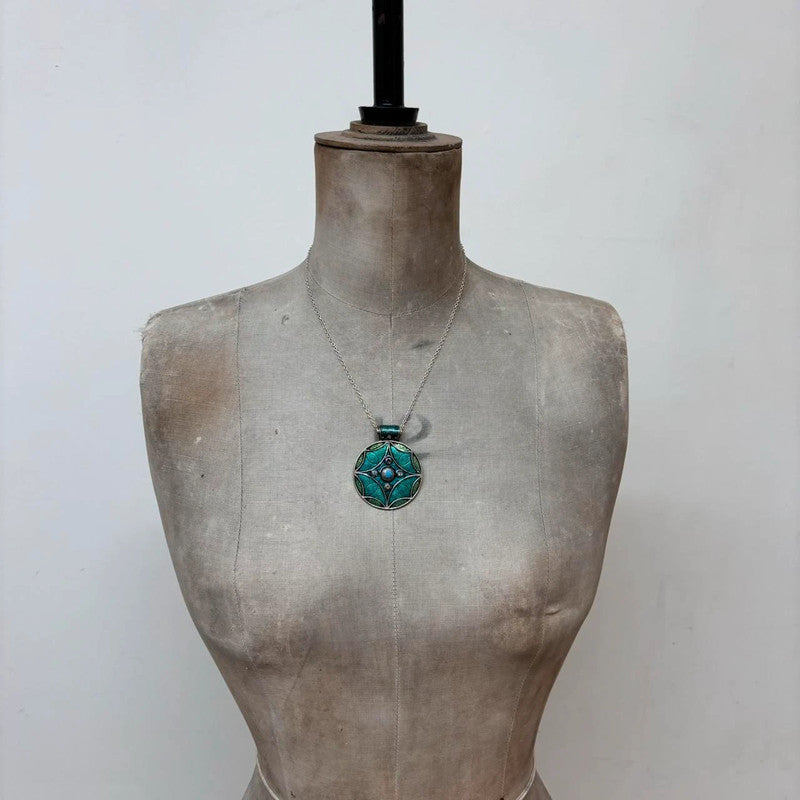 blue enamel hippie necklace