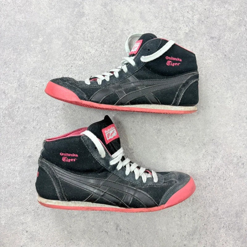 Black leather onitasuka tiger high top trainers