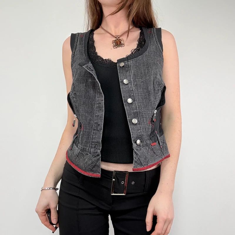 distressed structured utility vest