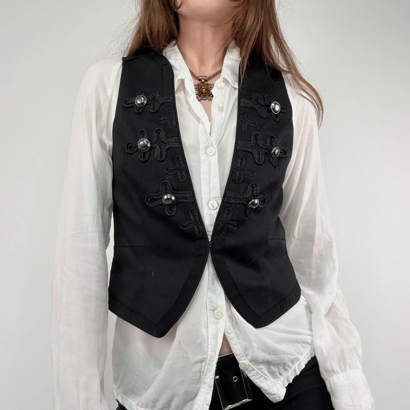 black military cropped napolionic waistcoat