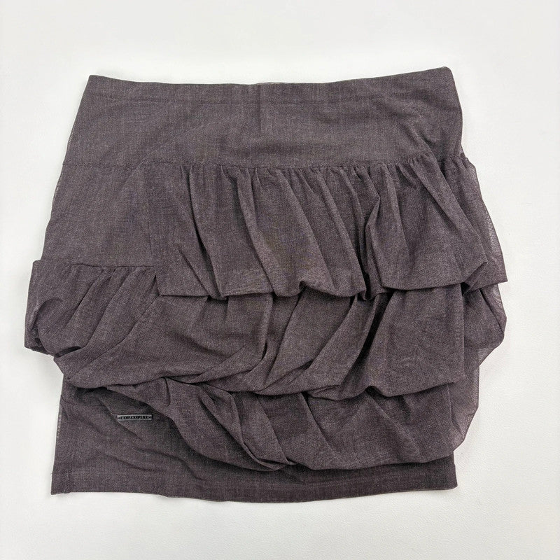 Brown gathered draped puff Cop Copine skirt