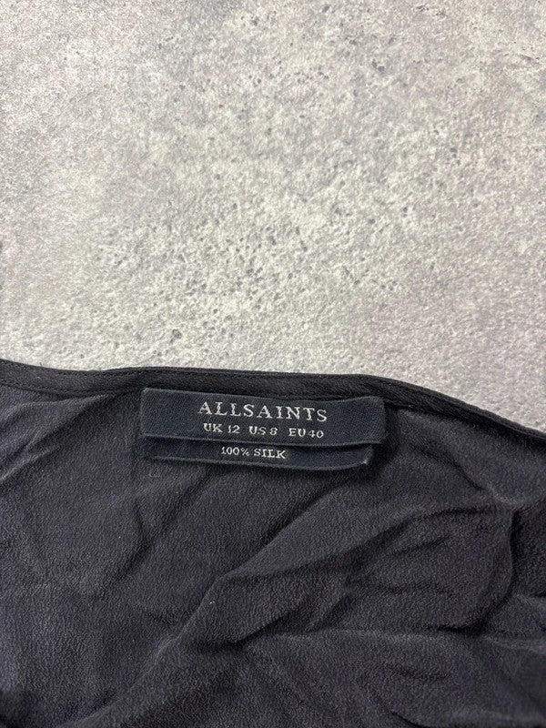 slouchy Silk allsaints asymmetric black vest