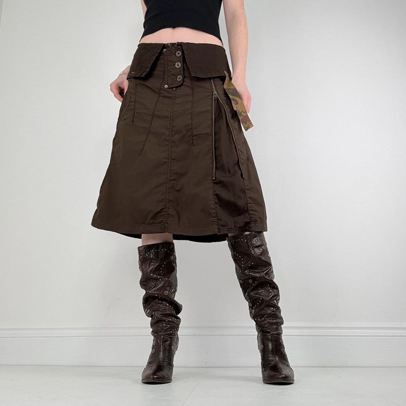 brown stuctured utility skirt