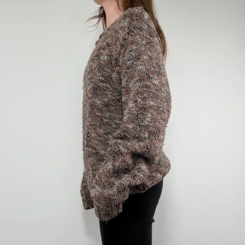 brown chunky knitted oversized jumper