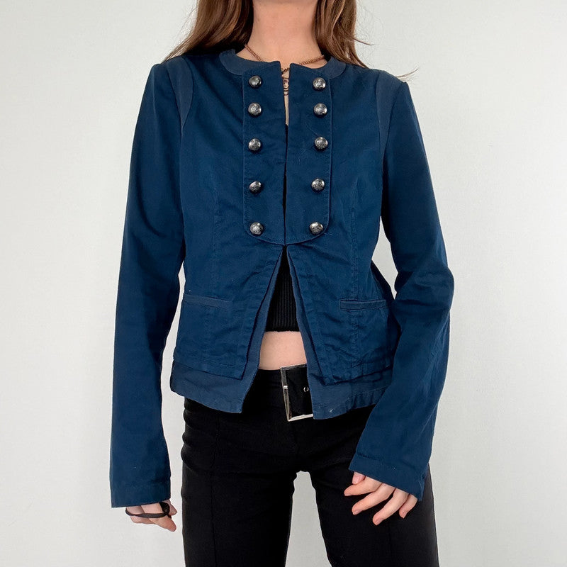 Blue napoleonic button military jacket