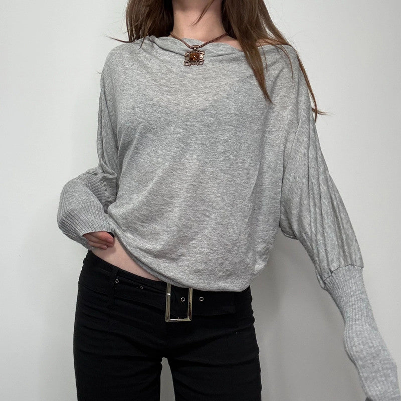 grey slouchy off the shoulder