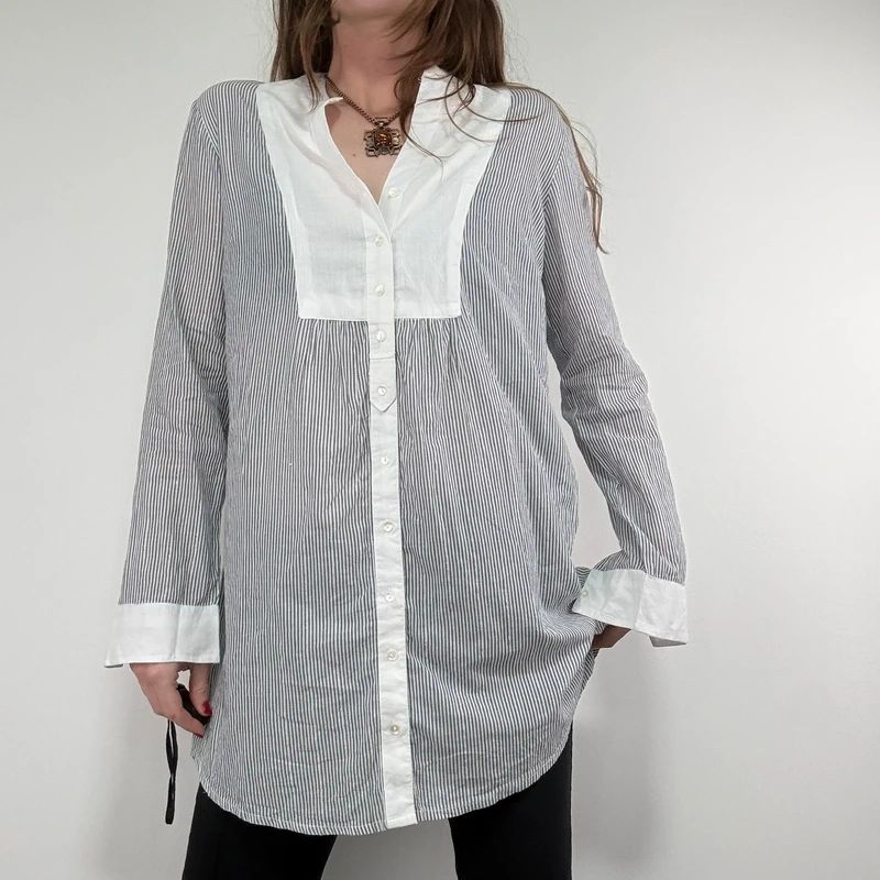 pinstripe cotton long shirt
