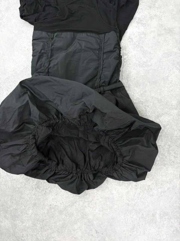 black grunge layered structured IKKS french midi dress