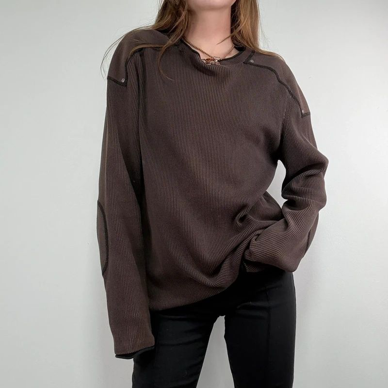 chunky knit brown ribbed jumper