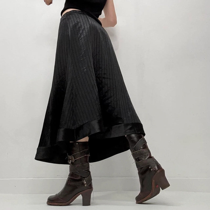 black satin pinstripe skirt
