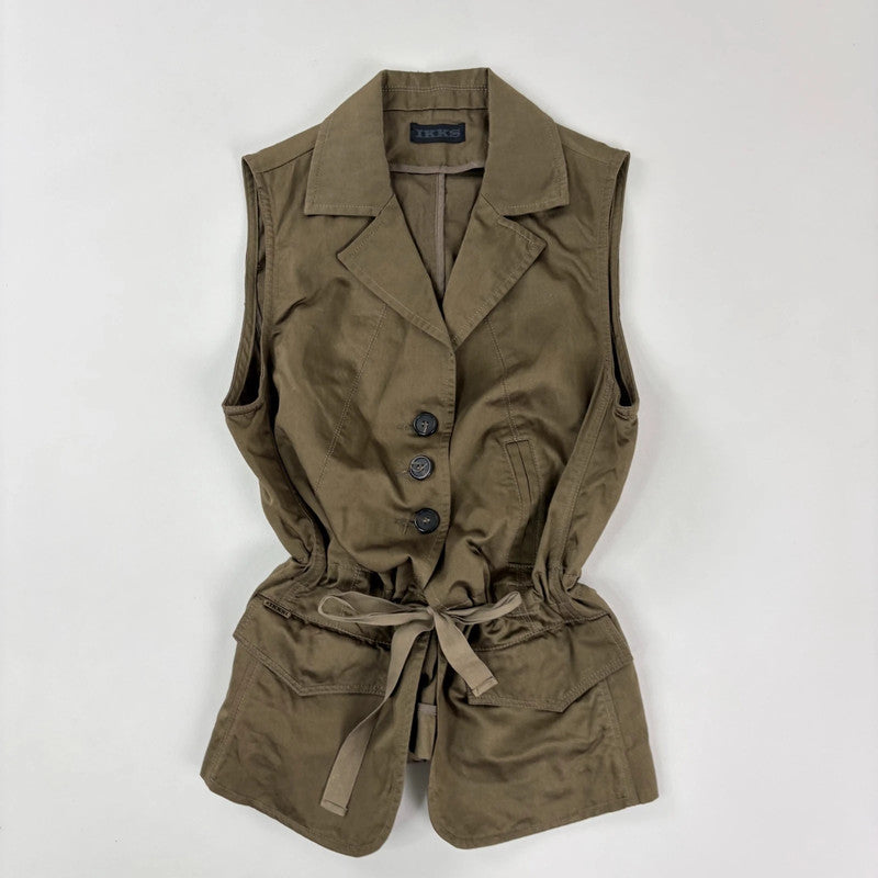 Khaki utility flared military waistcoat