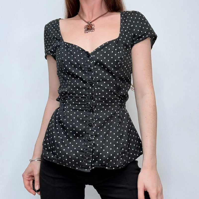 black polkadot mini shirt