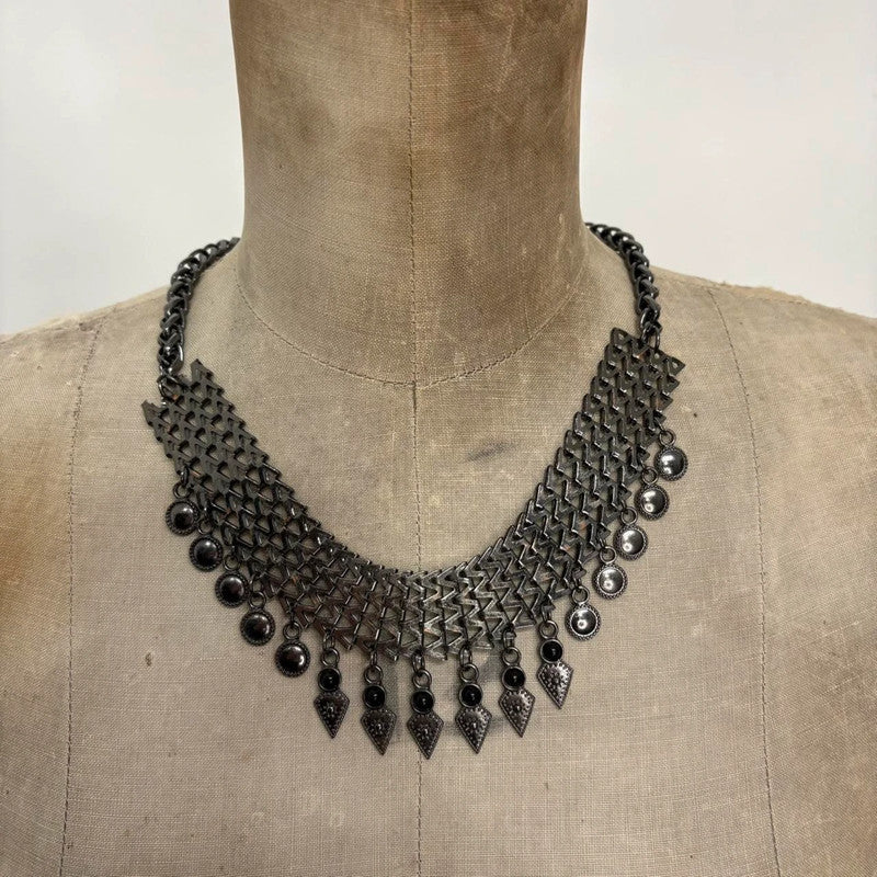chunky oversized dark silver necklace