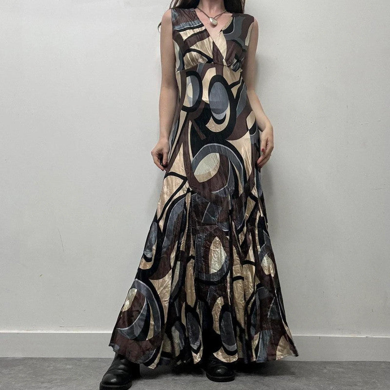 satin crinkle patterned maxi dress