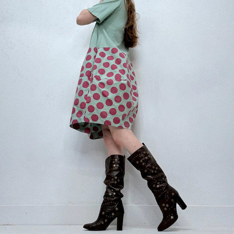 structured polka dot puff dress