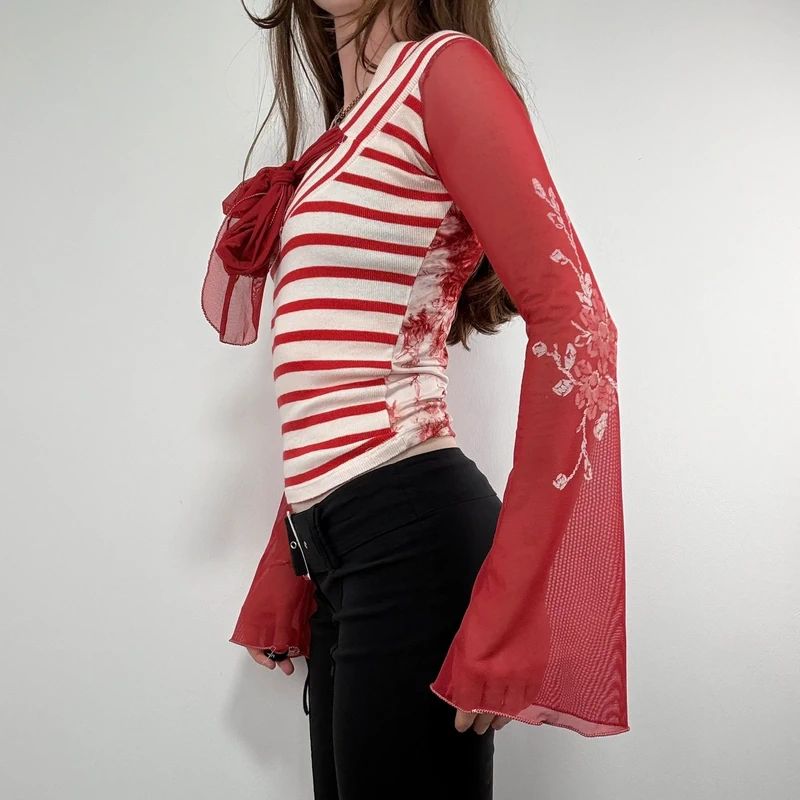 Save the Queen striped flared shirt
