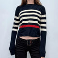 navy wool striped knit jumper