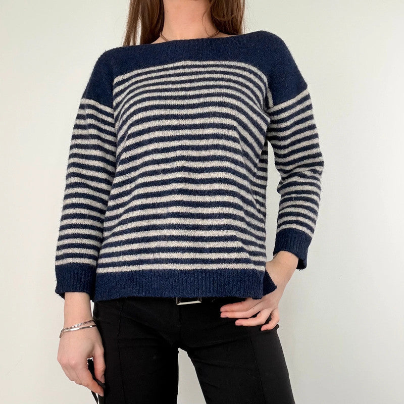 Soeur navy and white striped wool knit jumper