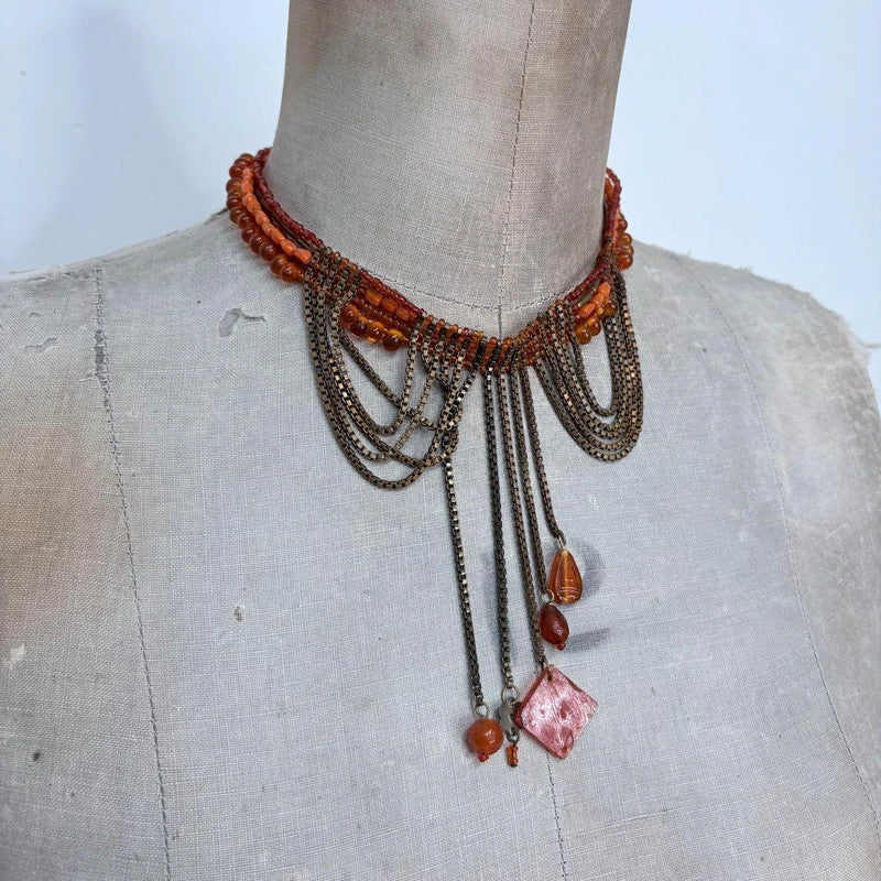 boho draped chain fairy gemstone necklace