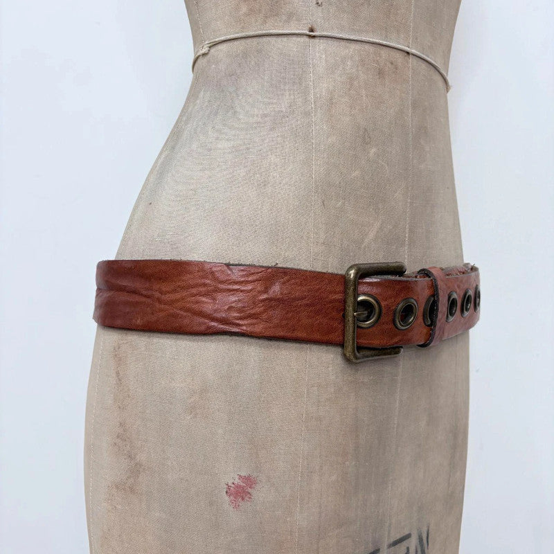 Brown chunky eyelet belt