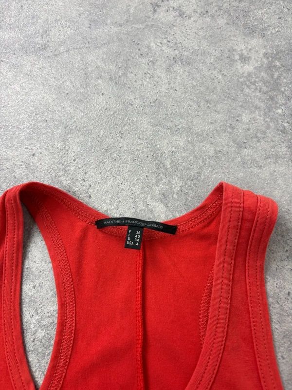 Marithé + François Girbaud gathered red midi dress
