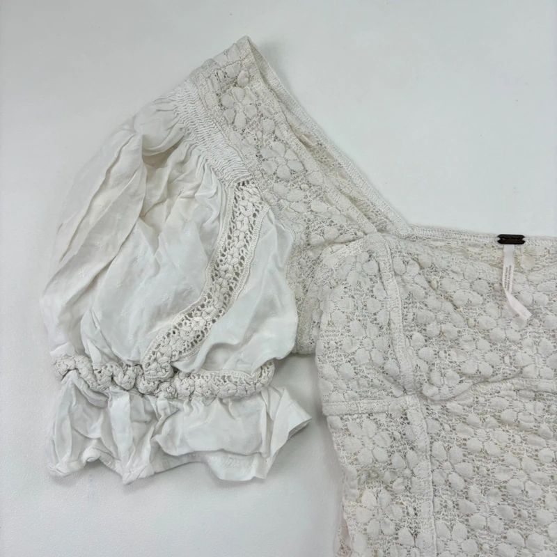 Free people puff lace Lace Milkmaid Blouse