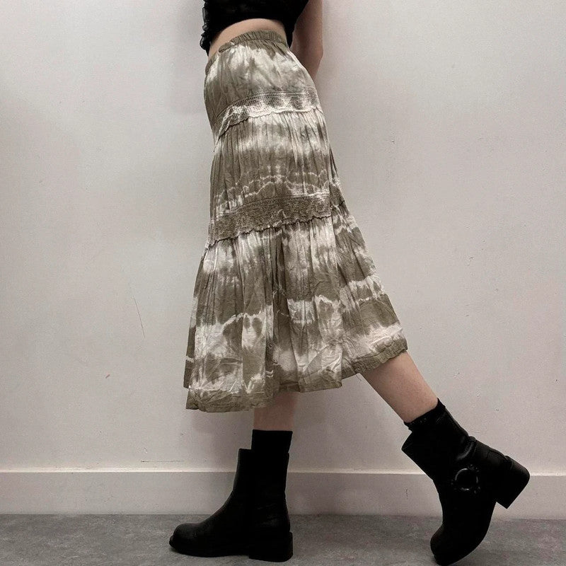 Distressed lace boho skirt